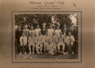 Photograph (copy), Hillcrest Cricket Club: photograph and article, 1931-1932