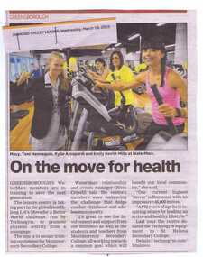 Newspaper clipping, On the move for health, 18/03/2015