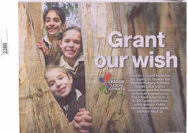 Newspaper clipping, Grant our wish - St Thomas the Apostle Primary School GN1781, 29/07/2015