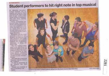 Newspaper clipping, Student performers hit the right note in top musical, 29/07/2015