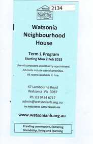 Leaflet, Watsonia Neighbourhood House, 02/02/2015