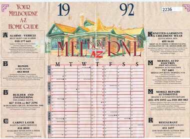 Calendar, Imagigrafix Inc. P/L, Melbourne A-Z home guide [Calendar], 1992_