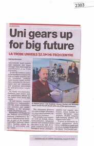 Newspaper Clipping, Uni gears up for big future, 19/08/2015