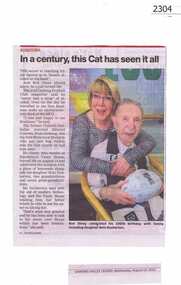 Newspaper Clipping, In a century, this Cat has seen it all, 19/08/2015