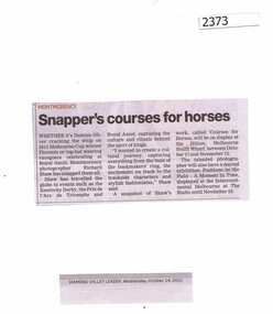 Newspaper Clipping, Snapper's courses for horses, 14/10/2015