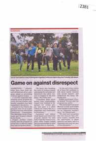 Newspaper Clipping, Game on against disrespect, 07/10/2015