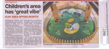 Newspaper Clipping, Children's area has 'great vibe', 30/09/2015