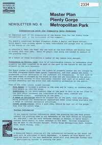 Newsletter, Melbourne & Metropolitan Board of Works, Master Plan Plenty Gorge Metropolitan Park, 1991_06