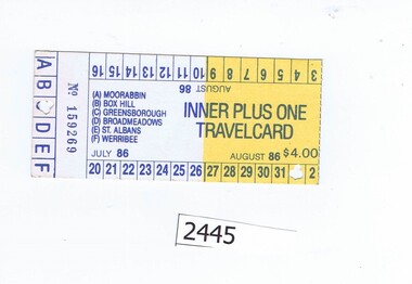Ticket, Metropolitan Transit, Inner Plus One Travelcard, 1986_07