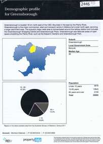Booklet, Real Estate Institute of Victoria, Demographic profile for Greensborough, 2015_11