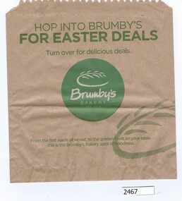 Paper bag, Brumby's Bakery, Hop into Brumby's for Easter deals, 2000c