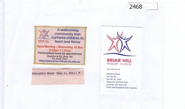 Business card & newspaper advertisement, Briar Hill Primary School, Briar Hill Primary School BH4341 Business Card and Advertisement, 11/05/2011