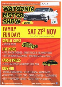 Pamphlet, Watsonia Traders Association, Watsonia Motor Show 2015, 21/11/2015