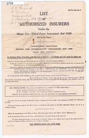 List, Government Printer, List of authorized insurers under the Motor Car (Third-party Insurance) Act 1939, 1941c