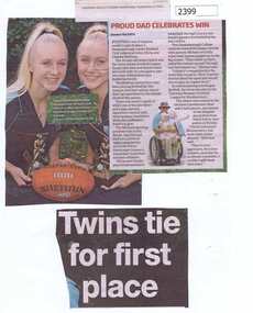 Newspaper Clipping, Twins tie for first place, 02/09/2015