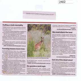 Newspaper Clipping, Culling a mob mentality, 28/10/2015