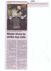 Newspaper Clipping, Motor show to strike top note, 11/11/2015