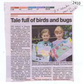 Newspaper Clipping, Tale full of birds and bugs, 11/11/2015