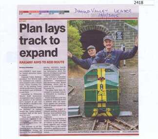 Newspaper Clipping, Plan lays track to expand, 18/11/2015