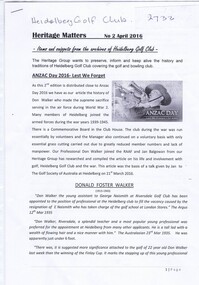 Website, Heidelberg Golf Club, Heritage matters: items and snippets from the archives of Heidelberg Golf Club. No 2 April 2016, 2016_04