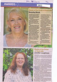 Newspaper Clipping, Diamond Valley Leader, Pride of the nation [Australia Day Awards], 27/01/2016