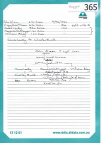Genealogical Document, Family records: various sources, 15/02/1840o