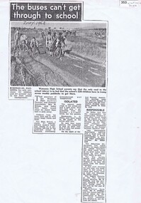 Newspaper Clipping, The buses can't get through to school, 1962_