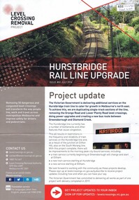 Leaflet, Level Crossing Removal Project: Hurstbridge Rail Line Upgrade. Issue #1, July 2016