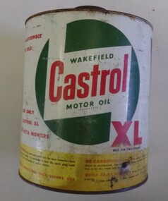 Petrol Can, Victa Motor Mower Fuel - Wakefield Castrol Motor Oil, 1960s