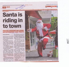 Newspaper Clipping, Santa is riding to town, 02/12/2015