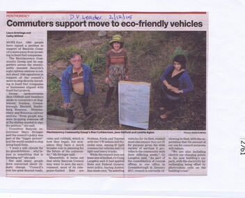 Newspaper Clipping, Commuters support move to eco-friendly Vehicles and Cars, 02/12/2015