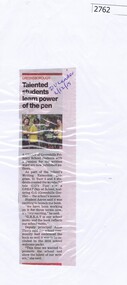 Newspaper Clipping, Talented students learn power of the pen - Greenhills Primary School GH4893, 02/12/2015