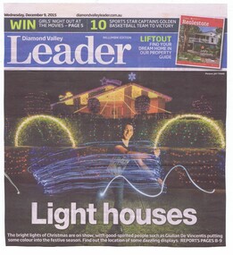 Newspaper Clipping, Christmas Light houses, 09/12/2015