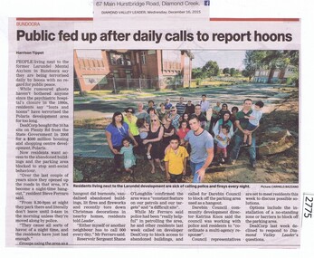 Newspaper Clipping, Public fed up after daily calls to report hoons, 16/12/2015