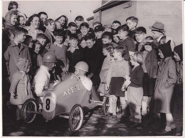 Photograph - Digital Image, Bill Hutchinson [as child] in race car, 1951_