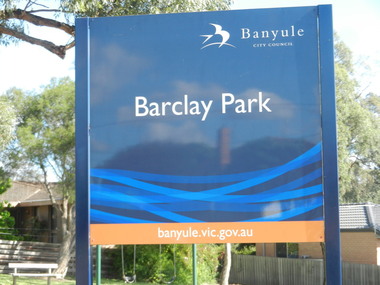 Photograph - Digital Image, Barclay Park Greensborough sign 2, 25/09/2016