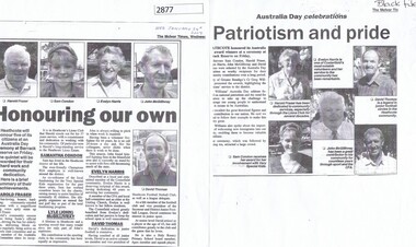 Newspaper clipping, McIvor Times, Honouring our own (McIvor Times, Wednesday 24 January 2009, 24/01/2009