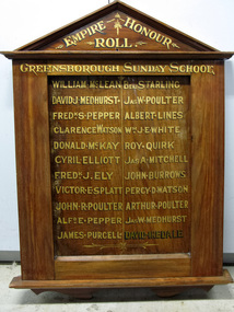Photograph - Digital image, Greensborough Methodist Sunday School Honour Board, 1918c