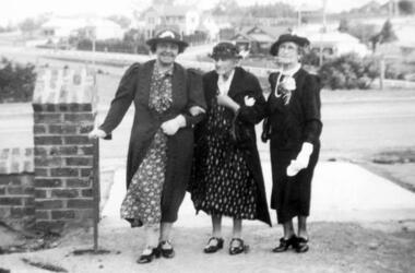 Photograph - Digital image, Ladies at entrance to Methodist Church, 1950c