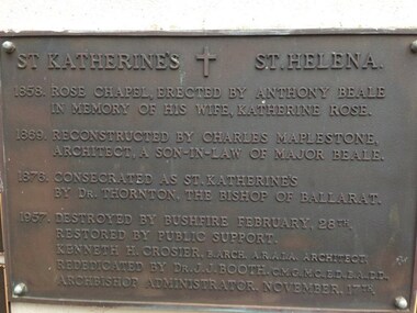 Photograph - Digital image, Marilyn Smith, St Katherine's Church St Helena, plaque, 1858o
