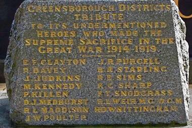 Photograph - Digital image, Marilyn Smith, Fallen Soldier's Memorial inscription, 1914-1919