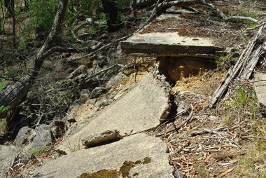 Photograph - Digital image, Marilyn Smith et al, Janefield Precinct: Decaying slabs near edge of cliff, 27/11/2014