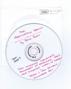CD-ROM + list, The Partington Family, by Faye Fort, 1840o
