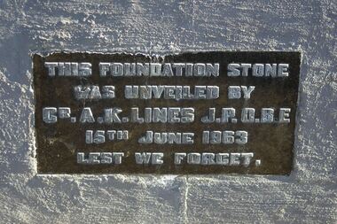 Photograph - Digital image, Marilyn Smith, Greensborough RSL foundation stone 1963, 15/06/1963