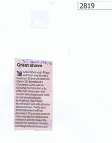 Newspaper Clipping, Great shave, 02/03/2016