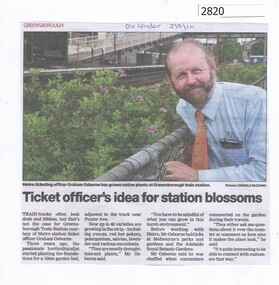 Newspaper Clipping, Ticket officer's idea for station blossoms, 02/03/2016