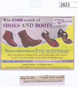 Newspaper Clipping, Win $1000 worth of shoes and boots [Advertisement], 09/03/2016