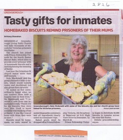Newspaper Clipping, Diamond Valley Leader, Tasty gifts for inmates, 09/03/2016