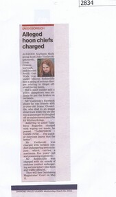 Newspaper Clipping, Alleged hoon chiefs charged, 16/03/2016