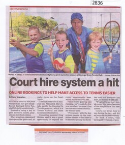 Newspaper Clipping, Court hire system a hit, 16/03/2016